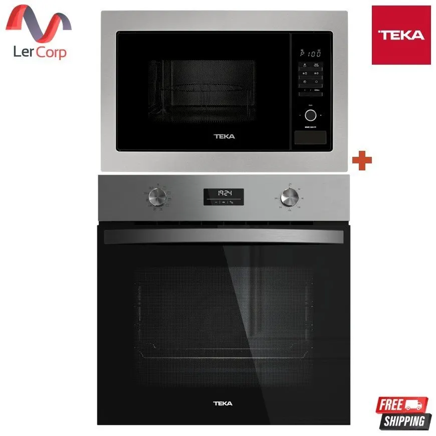 (Teka) เตาอบมัลติฟังก์ชั่น 60 ซม. HBB 6350 SS + ไมโครเวฟ+ย่าง แบบติดตั้งในตู้ ขนาด 25 ลิตร สีดำกรอบสแตนเลส รุ่น MWE 255 FI
