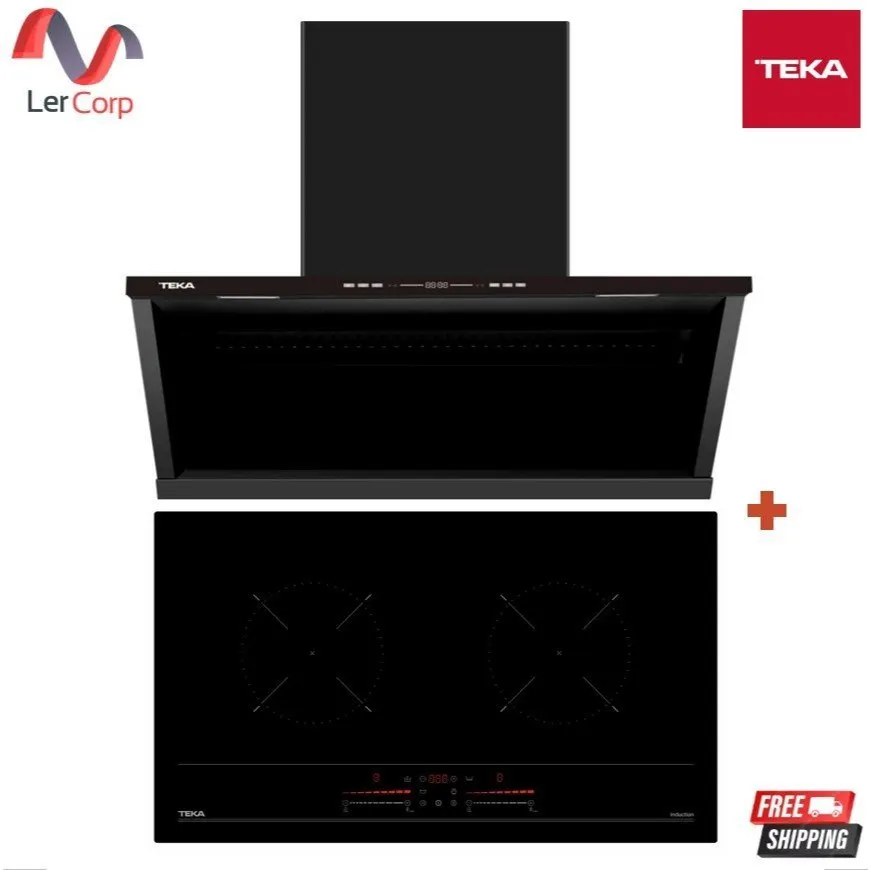 (Teka) เครื่องดูดควันกระโจม รุ่น DVW 97560 C 90 ซม. + เตาแม่เหล็กไฟฟ้า (Induction) 2 หัวเตา ควบคุมการทำงานระบบสไลด์สัมผัส IBC 7320 D