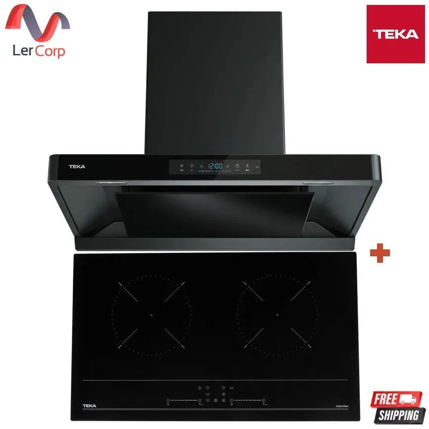 (Teka) เครื่องดูดควันกระโจม รุ่น DHW 97460 BK 90 ซม. + เตาแม่เหล็กไฟฟ้า (Induction) 2 หัวเตา ควบคุมการทำงานระบบสไลด์สัมผัส IBC 7320 D