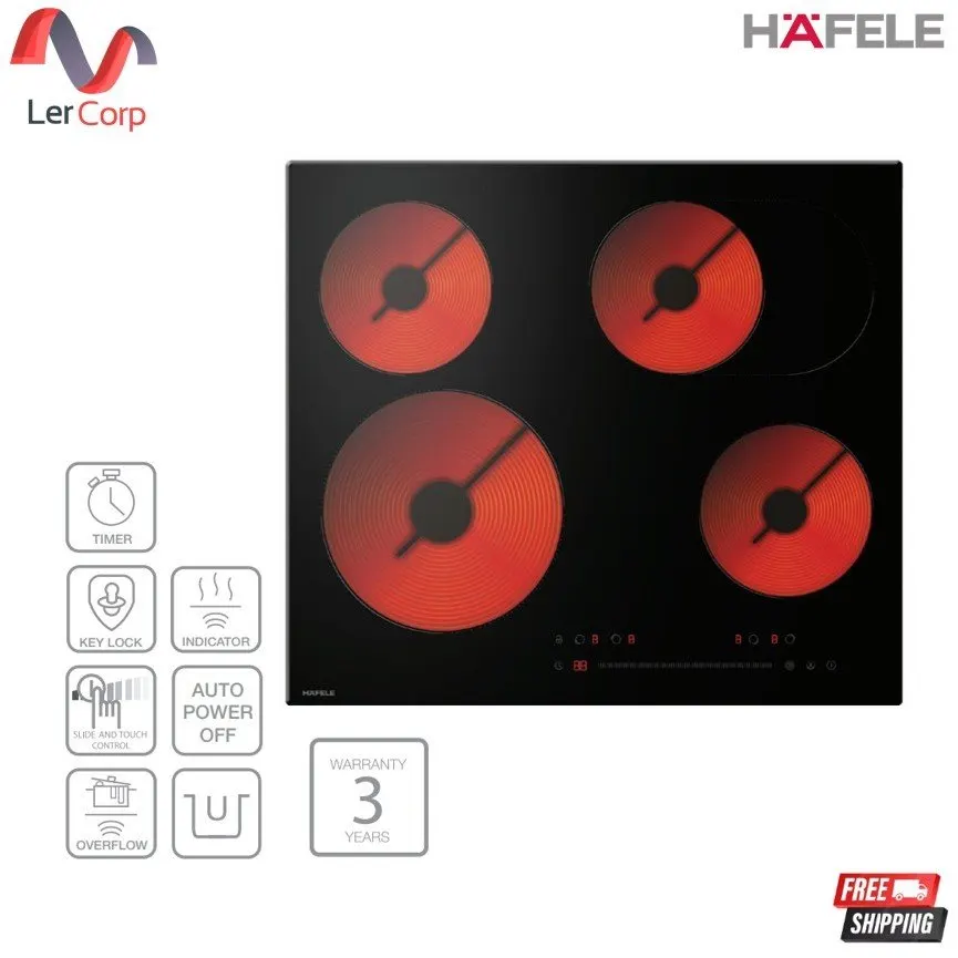 (Hafele) Ceramic Glass Electric Cooktop: Plus Series - VARIO QUATTRO 4X (495.11.009)