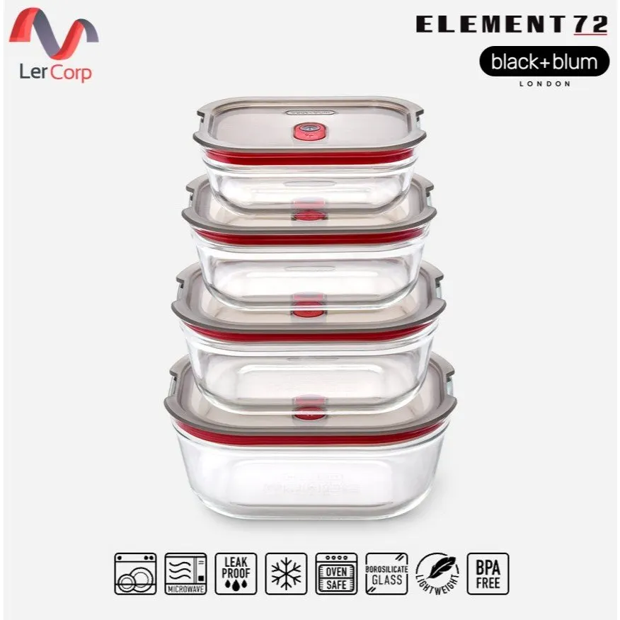 (Element72)BLACK + BLUM ชุดกล่องแก้วใส่อาหาร STACK + NEST 4 ชิ้น GLASS BOX MIXED 4 PCS