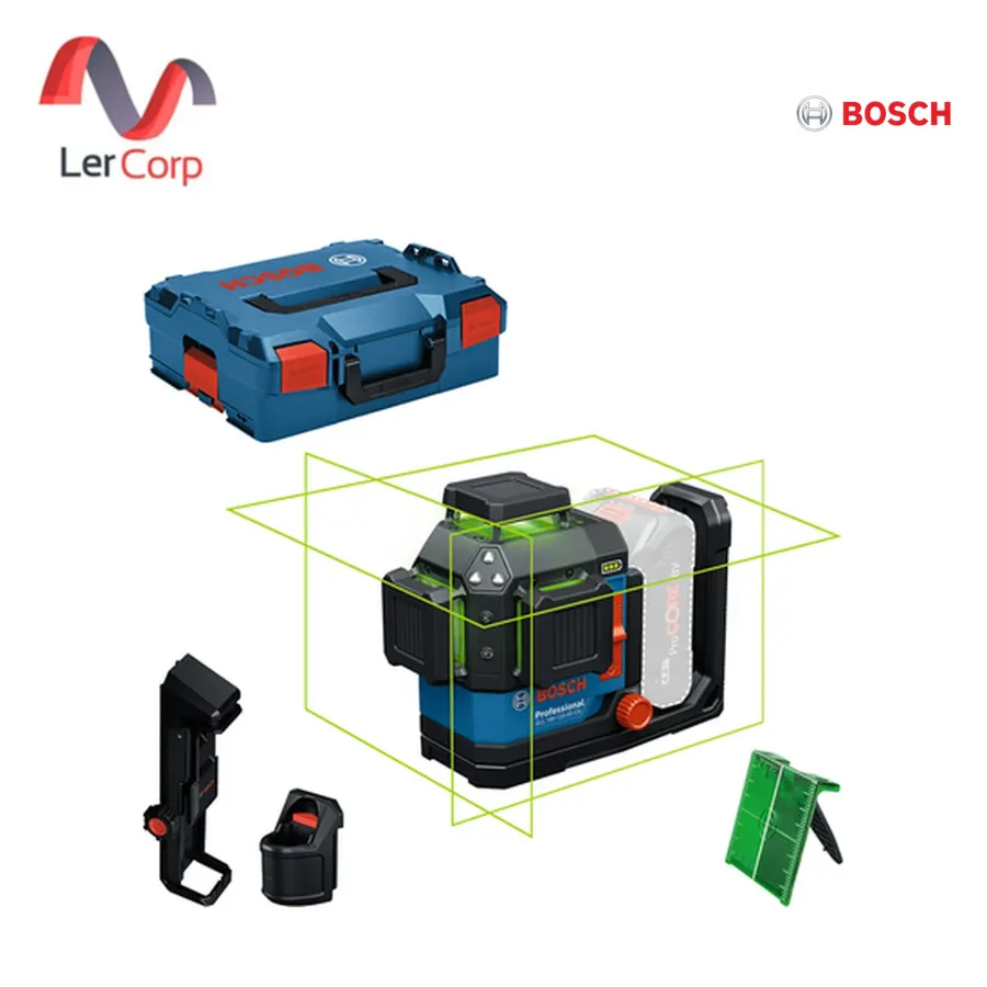 (Bosch PT) เลเซอร์กำหนดแนวเส้น 3 เส้น 360° แสงสีเขียว ระยะทำงาน 35 ม. พร้อมกล่อง L-BOXX 136 (PRO GLL 18V-120-33 CG)