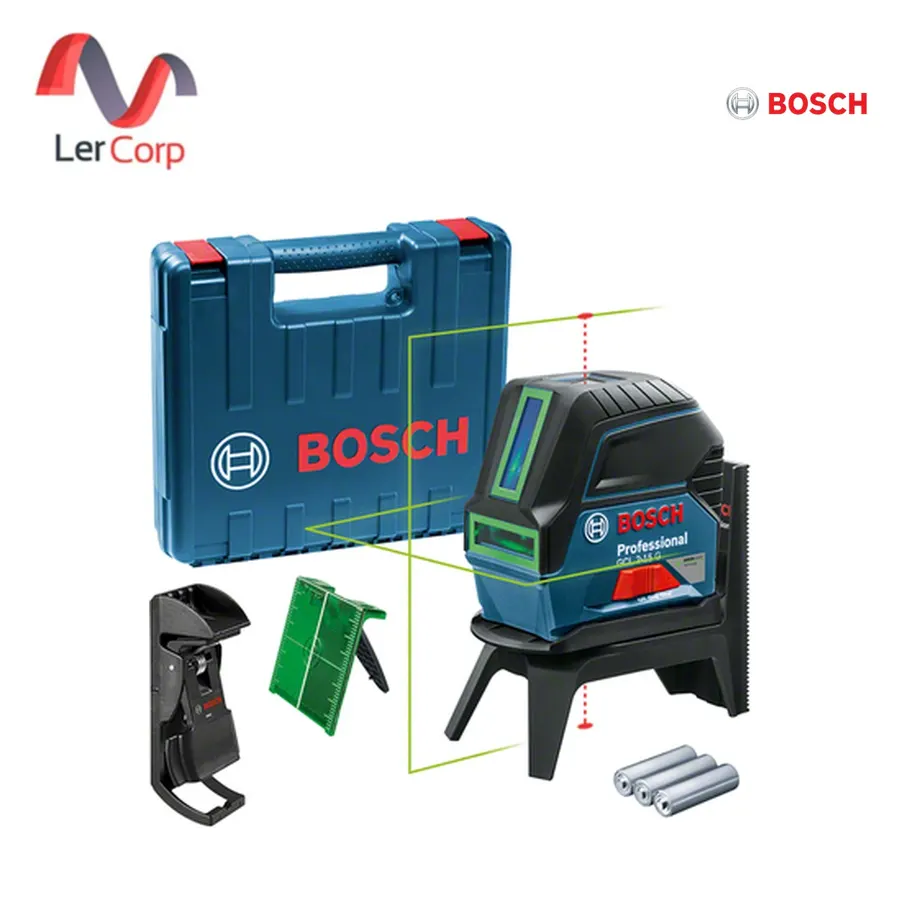 (Bosch PT) เลเซอร์กำหนดแนวเส้นและจุด แสงสีเขียว 2 เส้น 2 จุด ระยะ 15 ม. กันฝุ่นน้ำ IP54 (PRO GCL 2-15 G)