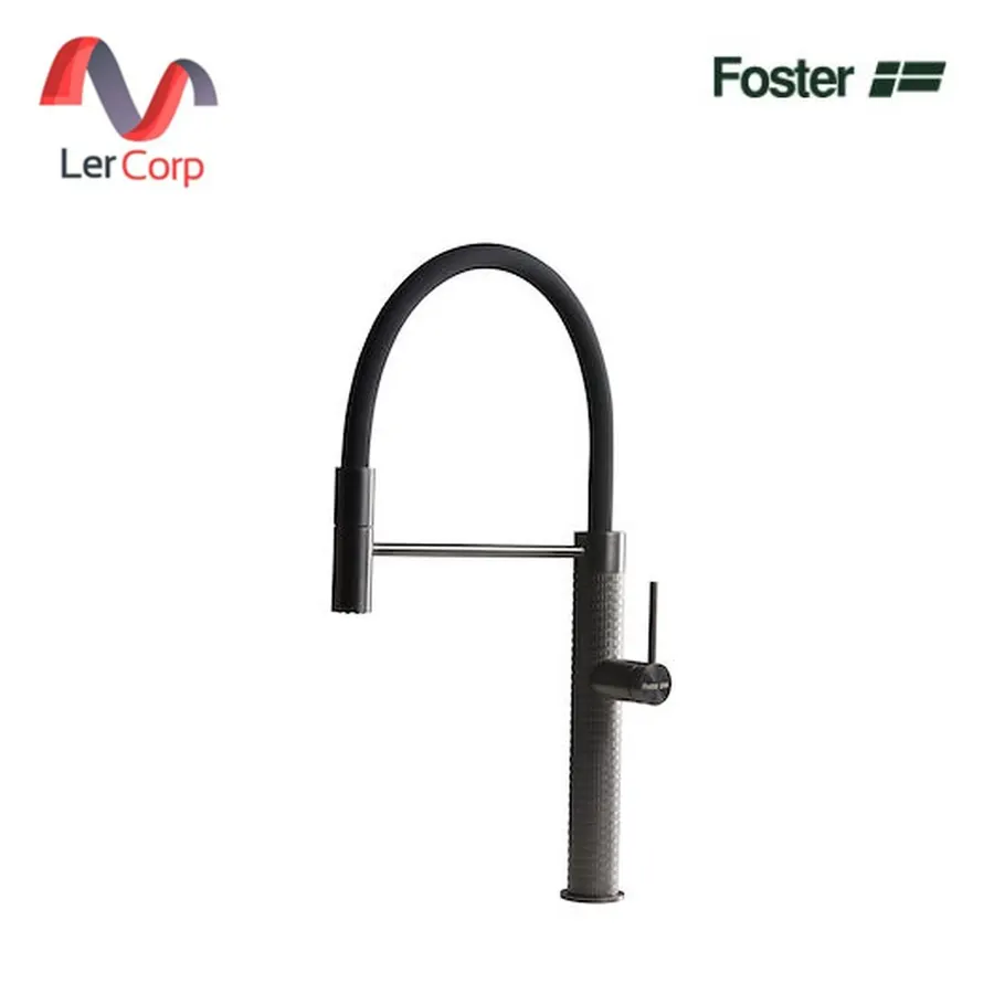 (Foster) ก๊อกน้ำอ่างล้างจานก้านโยกเดี่ยว หัวสเปรย์ดึงออกได้ สแตนเลส AISI 316 เคลือบ PVD สี Gun Metal (8424 856)