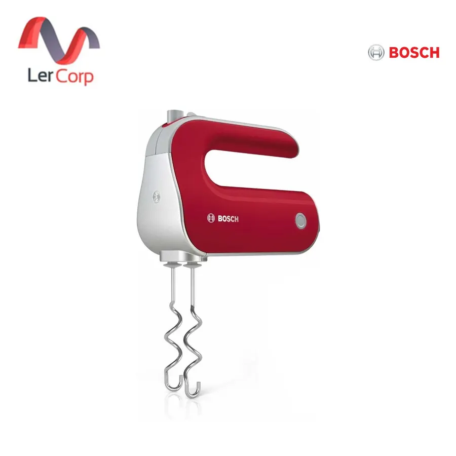 (BOSCH) เครื่องปั่นมือถือ 500W ปรับ 5 ระดับ พร้อมหัวตะกร้อและตะขอนวดแป้ง สีแดง (MFQ40303)