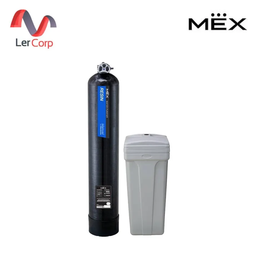 (Mex) เครื่องกรองน้ำใช้ สารกรองเรซิ่นลดหินปูน พร้อมถังเกลือ สำหรับบ้าน 2.5-3.5 ห้องน้ำ (MPR-1054-H)