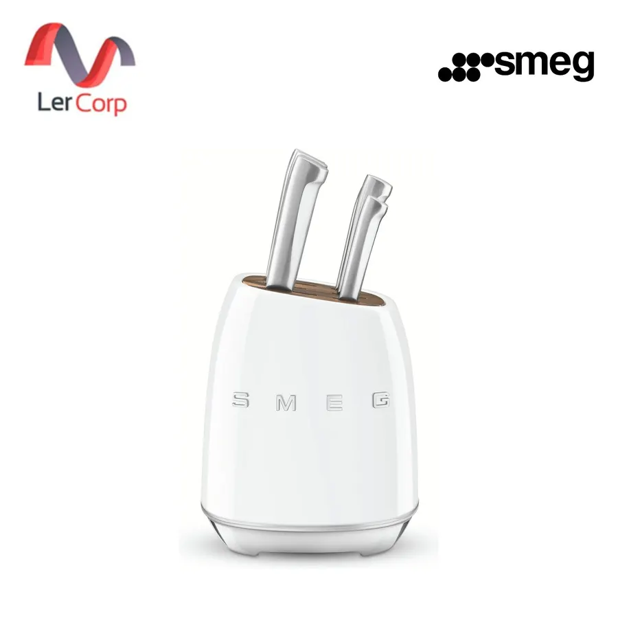 (Smeg) ชุดมีดสแตนเลส 6 ด้าม พร้อมบล็อกเก็บมีด สไตล์ 50's Retro (KBSF02WH)