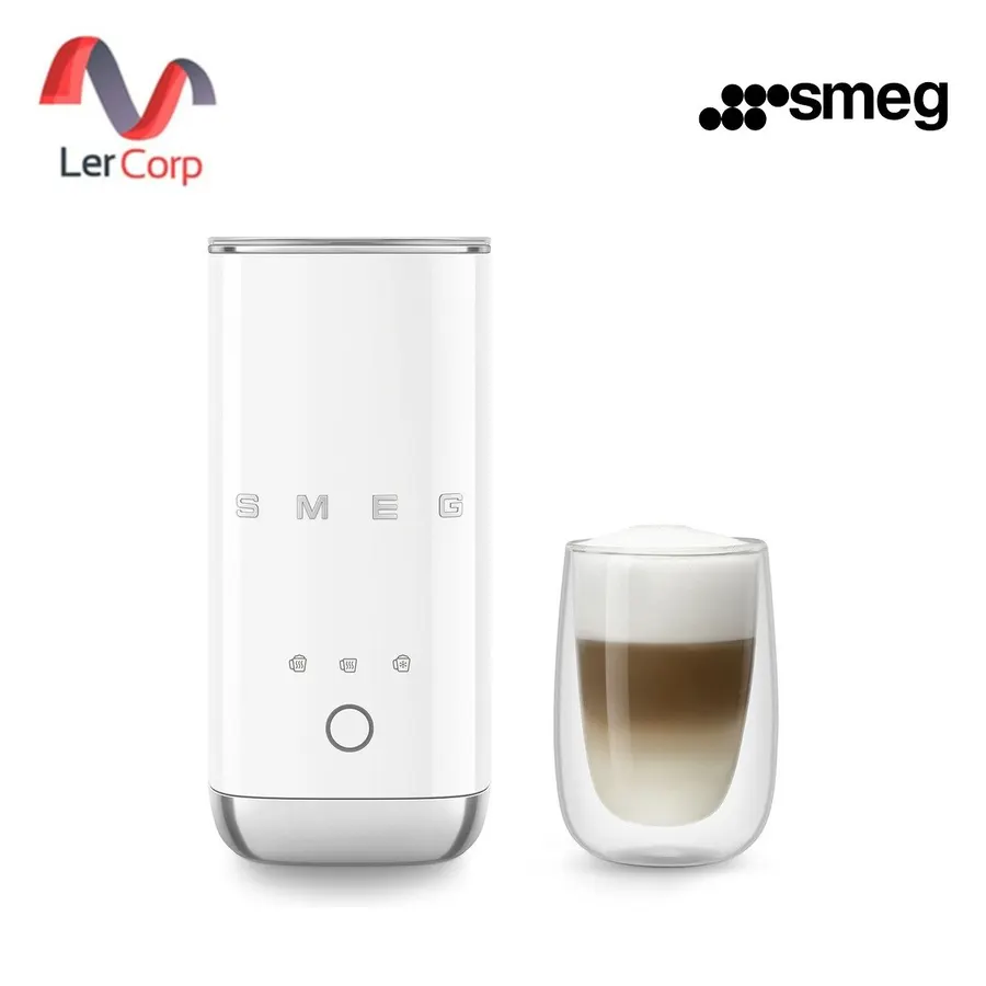 (Smeg) Electric Milk Frother 50's Style with Ceramic Non-Stick Coating 3 Functions (MFF02WHEU)