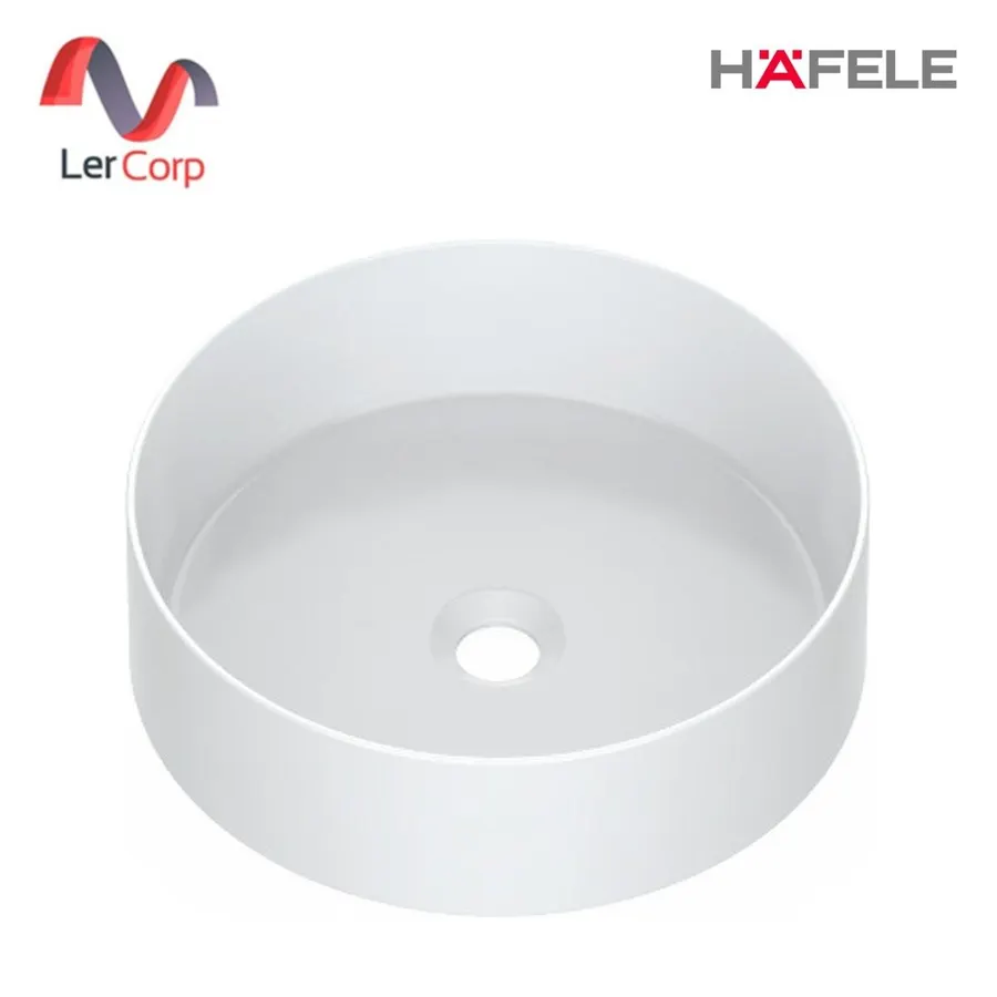 (Hafele) อ่างล้างหน้าวางบนเคาน์เตอร์ ทรงกลม สีขาวด้าน (588.82.256)