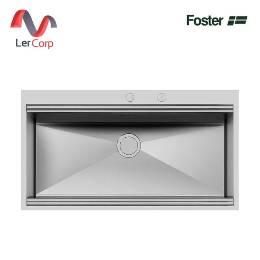 (Foster) อ่างล้างจานสแตนเลส 1 หลุม ลึก 56 ซม. พร้อมช่องเจาะก๊อกคู่และระบบระบายน้ำอัตโนมัติ (1018 050)