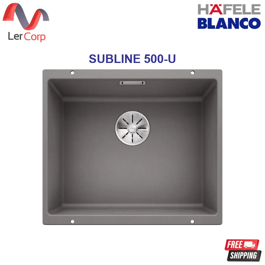 (Hafele) Single Bowl Undermount Kitchen Sink BLANCO SUBLINE 500-U Alu Metallic (495.39.506) (570.26.910)