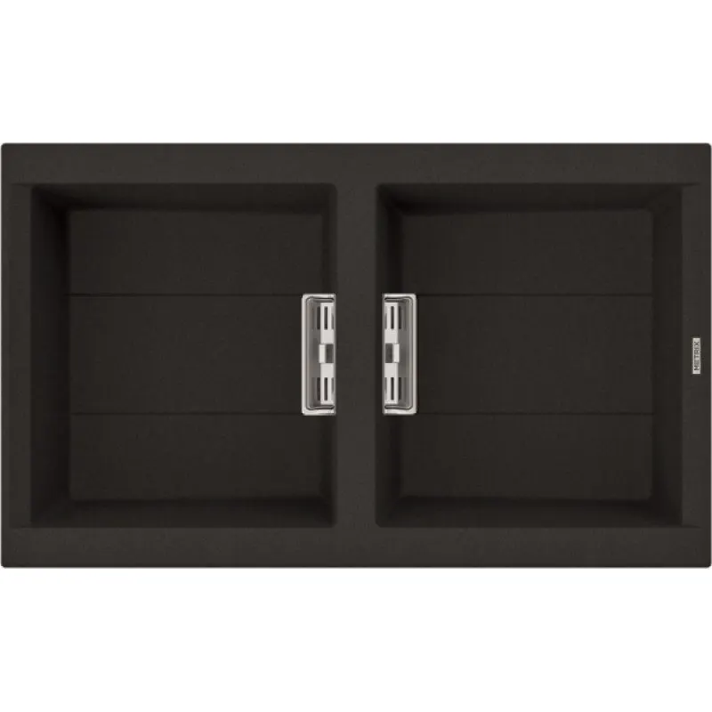 Mex Double Bowl Sink Synthetic Granite Black RIM20BL