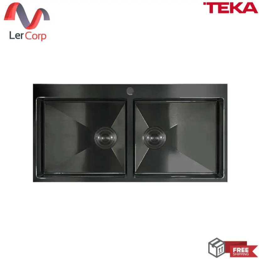 (Teka) 2-Bowl Drop-In Sink TQ 2B PVD BLACK with Free Cold Water Tap