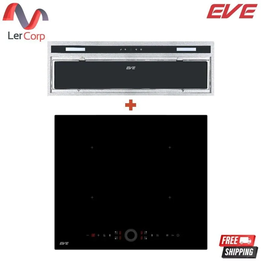 (Eve) Built-in Rangehood Model HBI-SKYLINE-75 BLACK + 4-Burner Built-in Induction Cooktop HB60-4INDBRIDGE/TCR