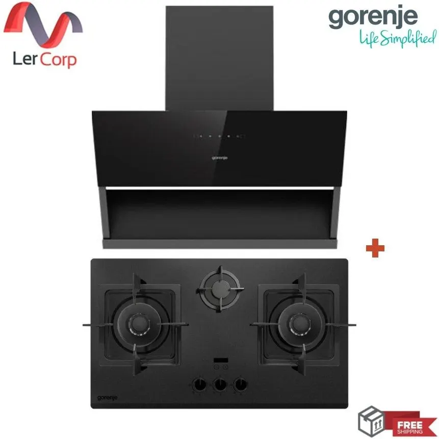 (Gorenje) Range Hood Model PWHI94BG-TH + 3-Burner Gas Cooktop 83 cm Model GHI3BG-TH