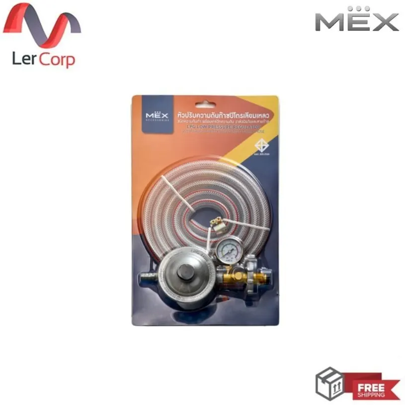 (Mex) Gas Pressure Regulator Head with Pressure Gauge and Gas Hose MEX Model SPR37S GH