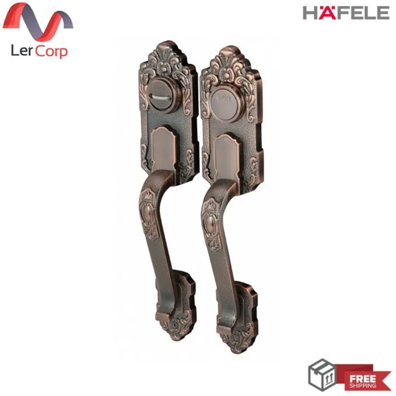 (Häfele) 锌合金门把手带锁系统 标准款 B型（假把手）古铜色（489.94.323）